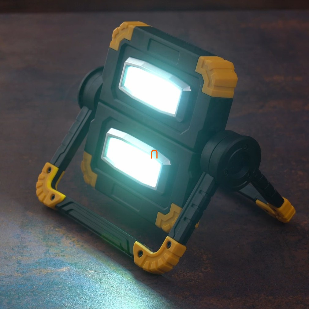 Reflector LED 20W 6500K portabil 850lm, IP54, cu baterie, cap rotativ, încărcare USB - deLux DEL1556