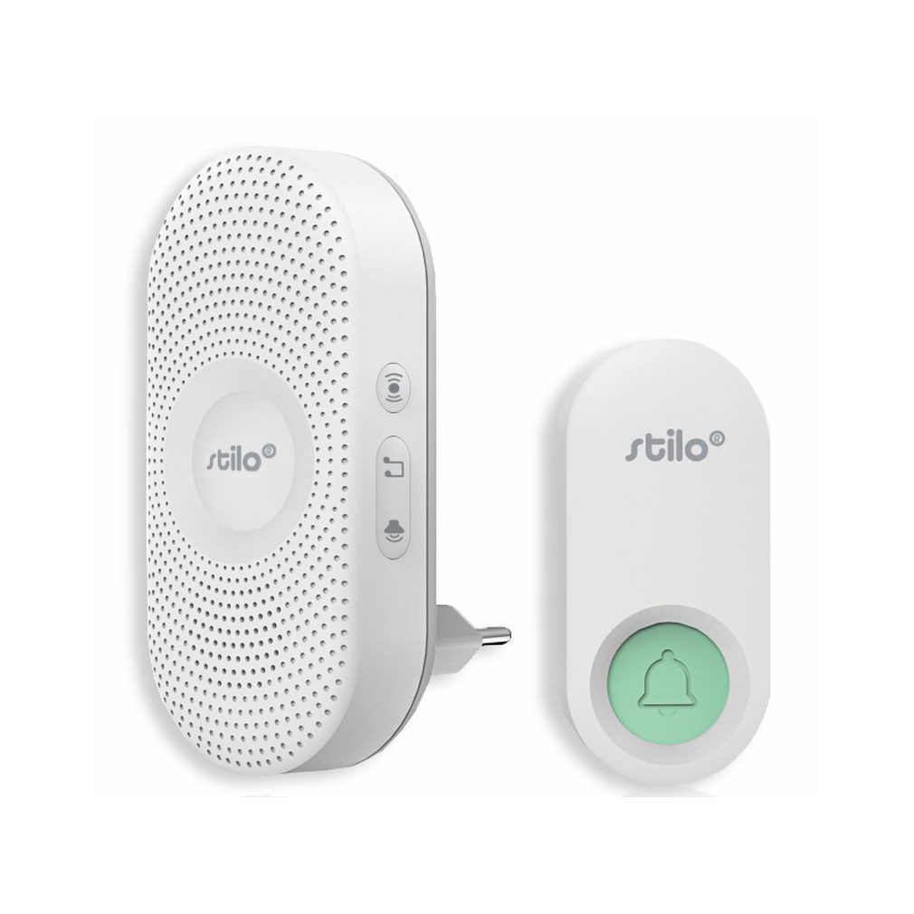 Stilo sonerie fără fir 300 m IP44 cu buton, AC 230 V, pentru interior