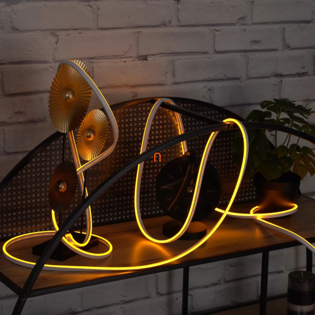 Banda LED neon flexibilă galbenă, 5 m, IP65, 12 V CC, 6 W/fm, 300 lm/m, 120 LED/m, SMD283 (DEL1643)