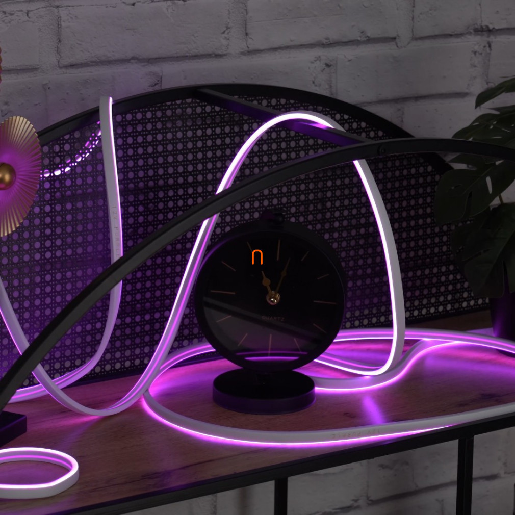 LED bandă neon flex violet, 5 m, IP65, 12 V CC, 6 W/fm, 300 lm/m, 120 LED/m, SMD2835 (DEL1644)