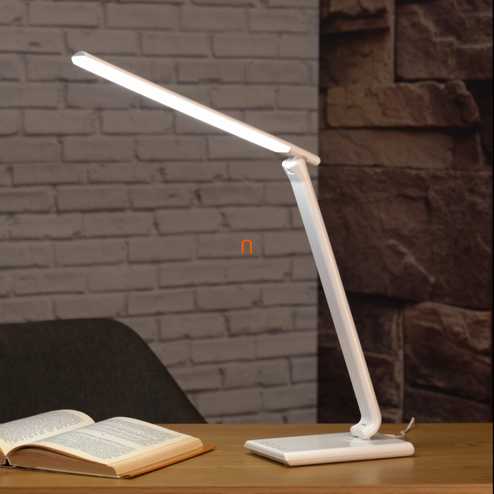 Lampa de birou cu LED, intensitate reglabilă, CCT: 3000-4500-6500K, 5W, 600lm, alb, cu adaptor de rețea - deLux DEL1681, cu adaptor de rețea, 600 lm, 5 W