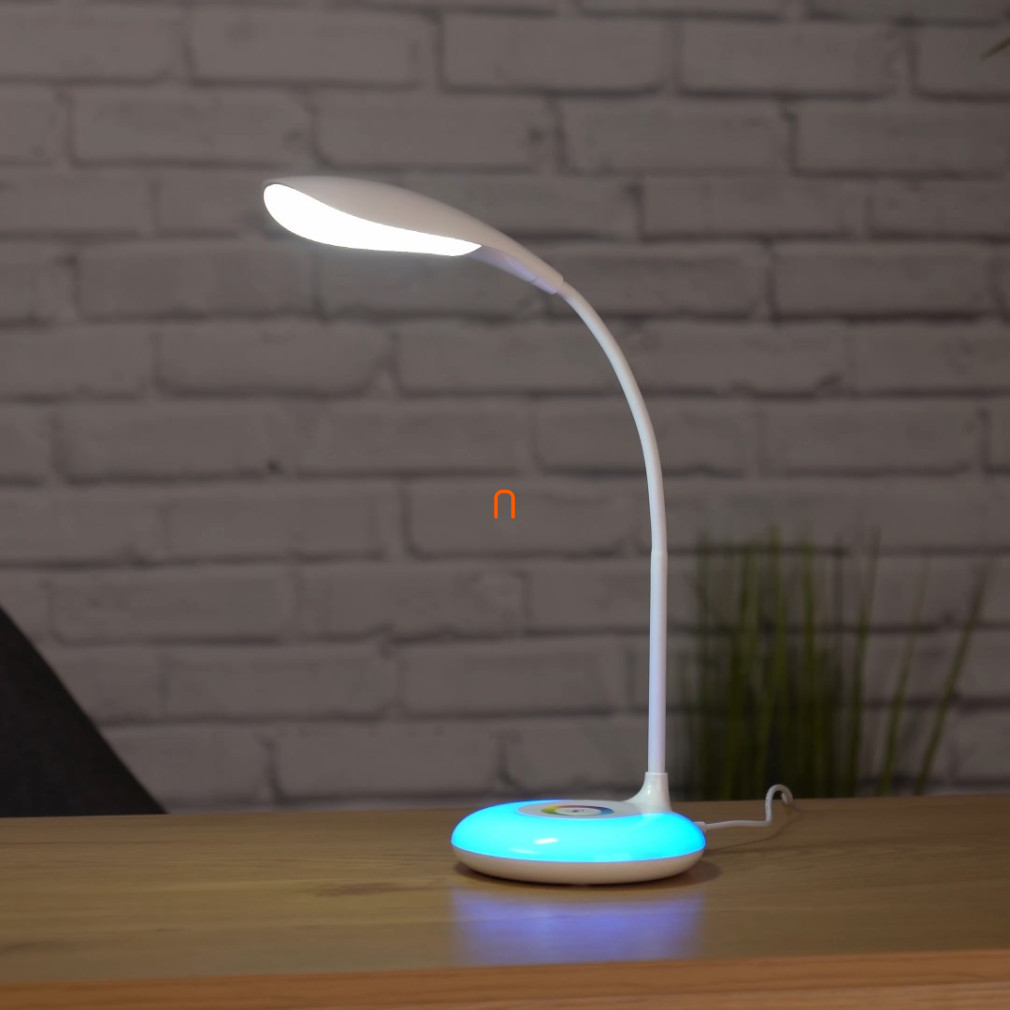 Lampa de birou LED, bază RGB, intensitate luminoasă reglabilă, 3,5 W, 320 lm, 5000 K, albă, cu adaptor de rețea - deLux DEL1684, cu adaptor de rețea, 320 lm, 3,5 W