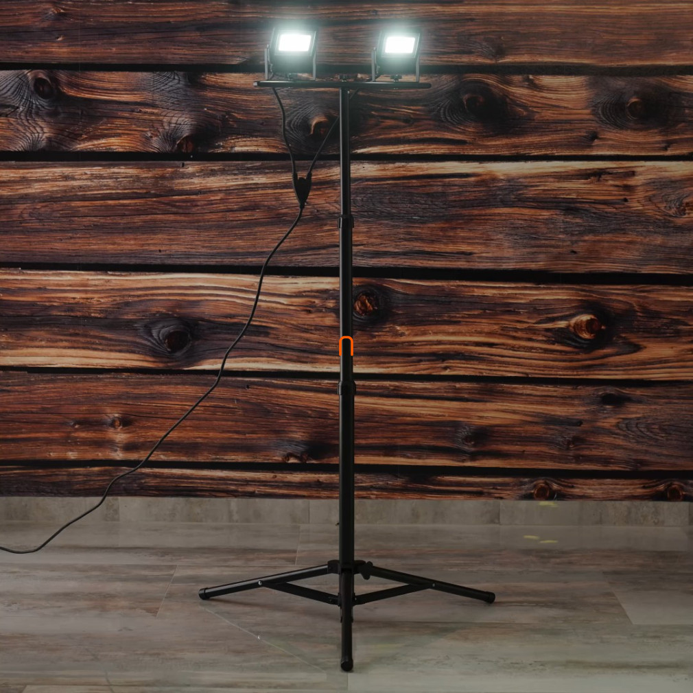 Reflector cu suport LED 2X20W, 3600lm, 220-240VAC, IP65, 4000K, negru - Slim deLux DEL1768