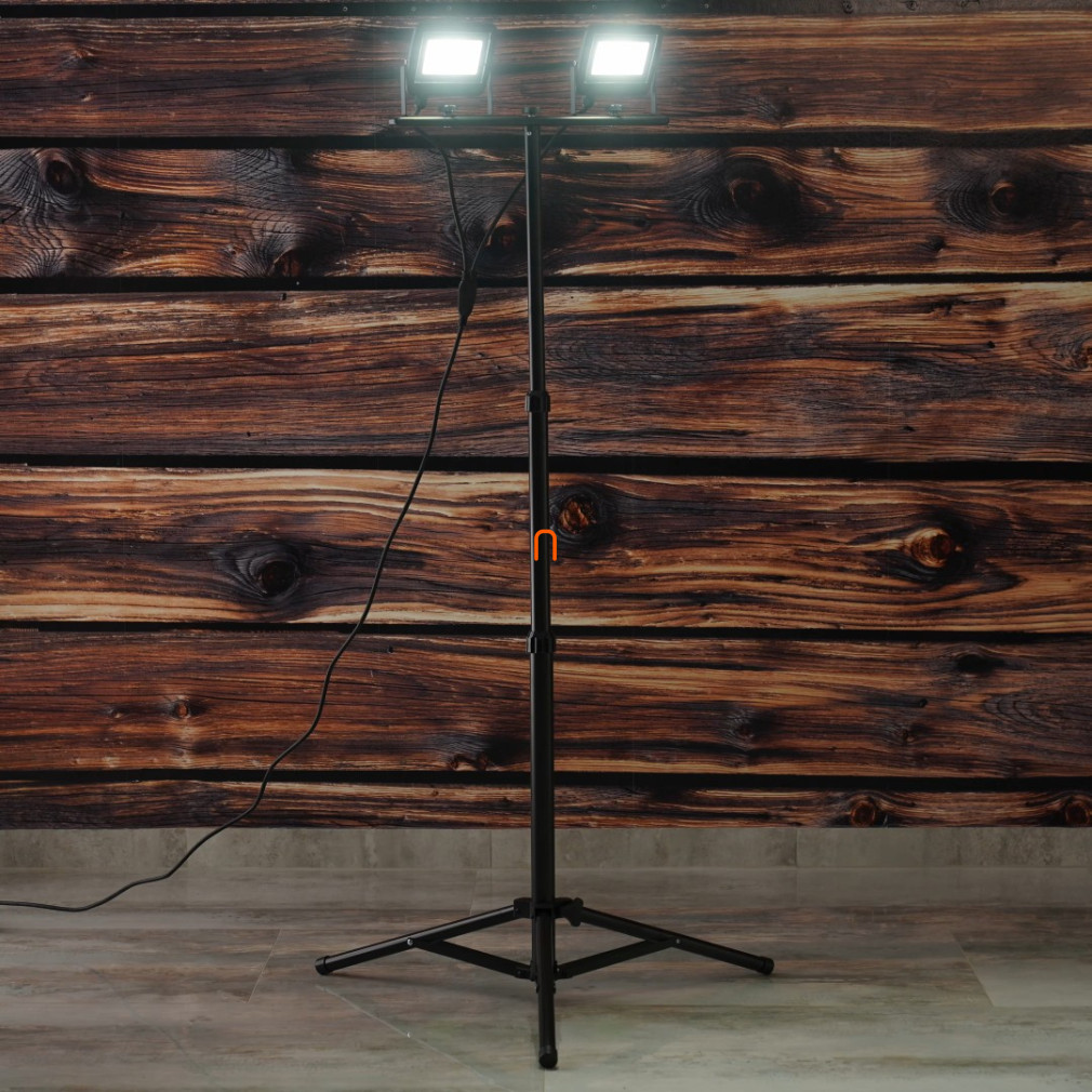 Reflector cu suport LED 2X30W, SLIM 5400lm, 220-240VAC, IP65, 4000K, negru - deLux DEL1769