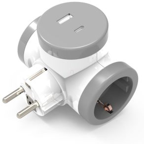   Priză multiplă Stilo TDF cu 2 prize cu împământare + USB-A + USB-C, 2 mufe + 2 USB STI1803