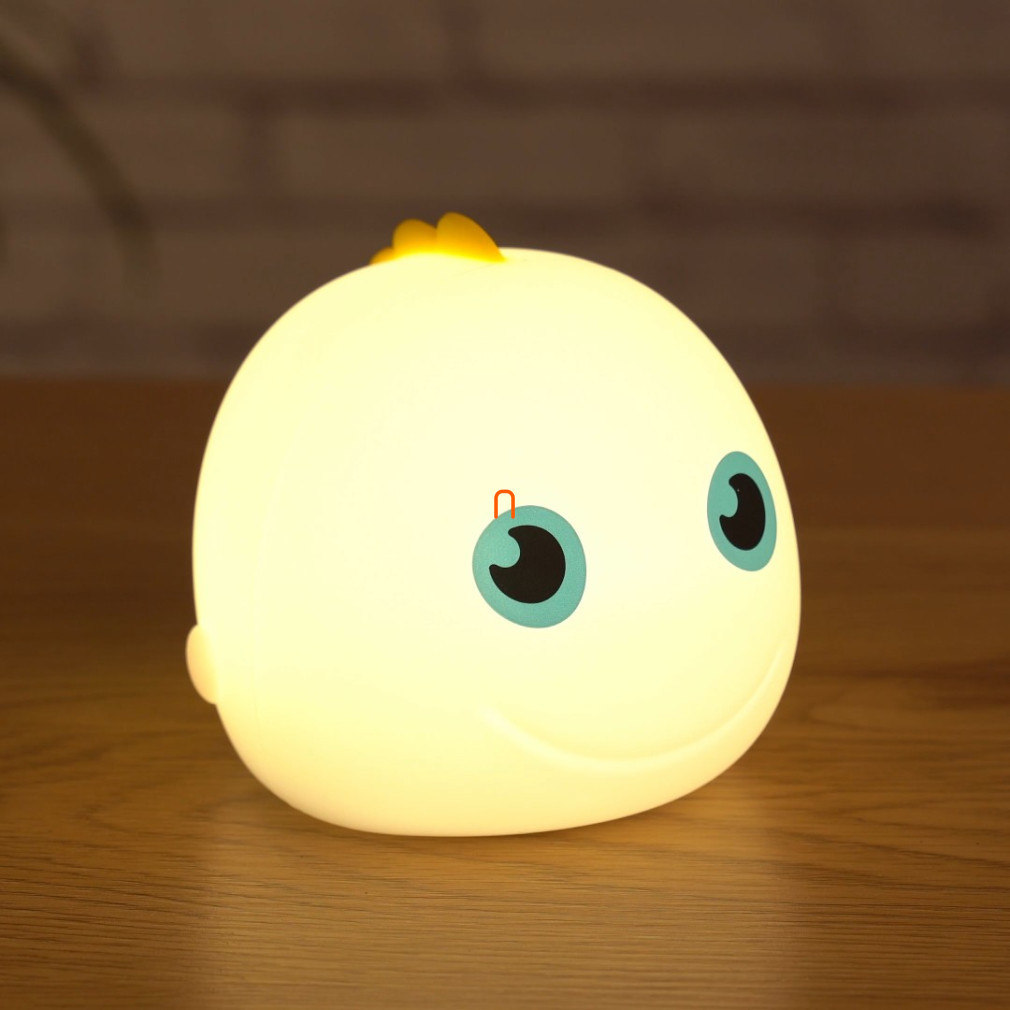 Lampa LED de noapte cu peștișori pentru camera copiilor 11 cm - Asalite ASAL0307, mod de funcționare cu schimbare de culori, reîncărcabilă, 3,7 V, 2200 mAh, 3000 K + RGB, 1 W