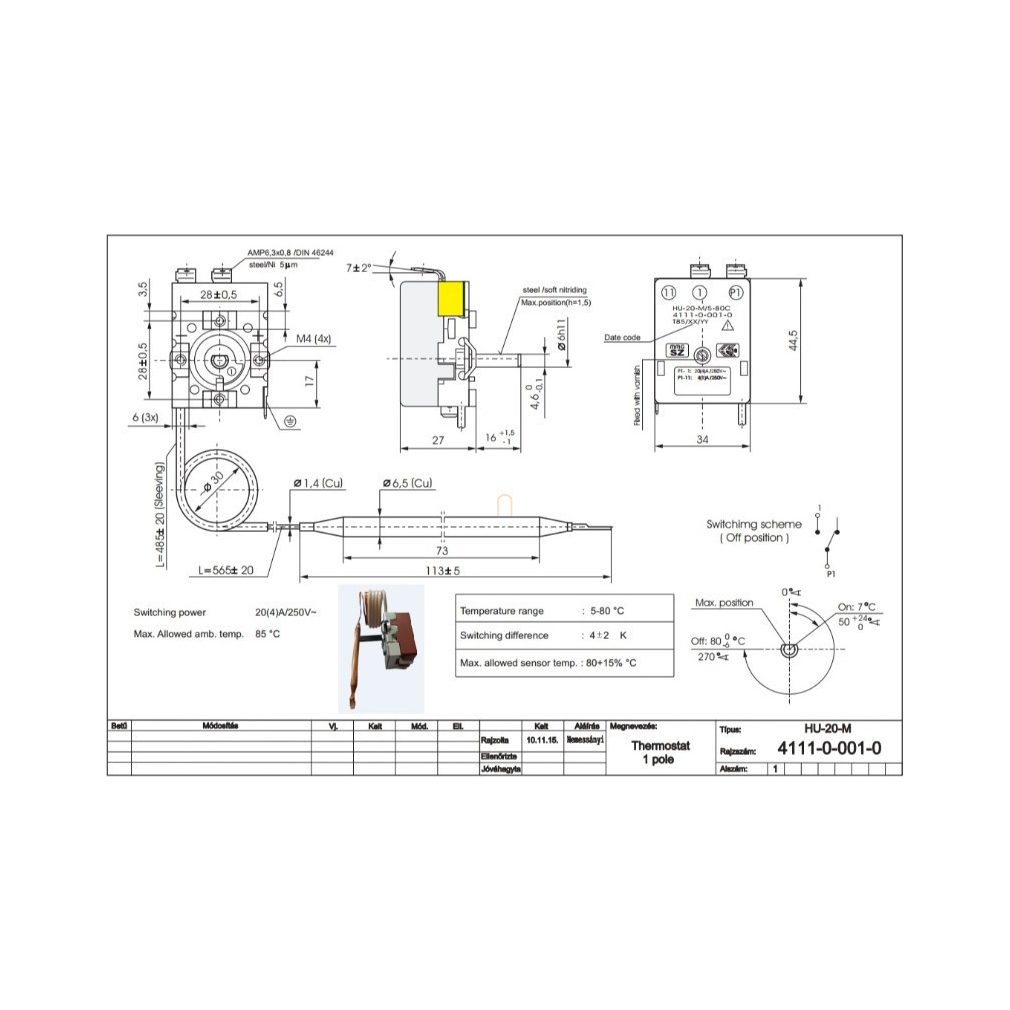 Regulator de temperatură pentru boiler 4111-0-001-0