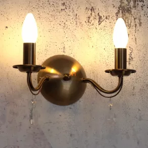   Aplică de perete aurie cu decorațiuni din cristal, 2 prize - Fabiola Smarter 02-710