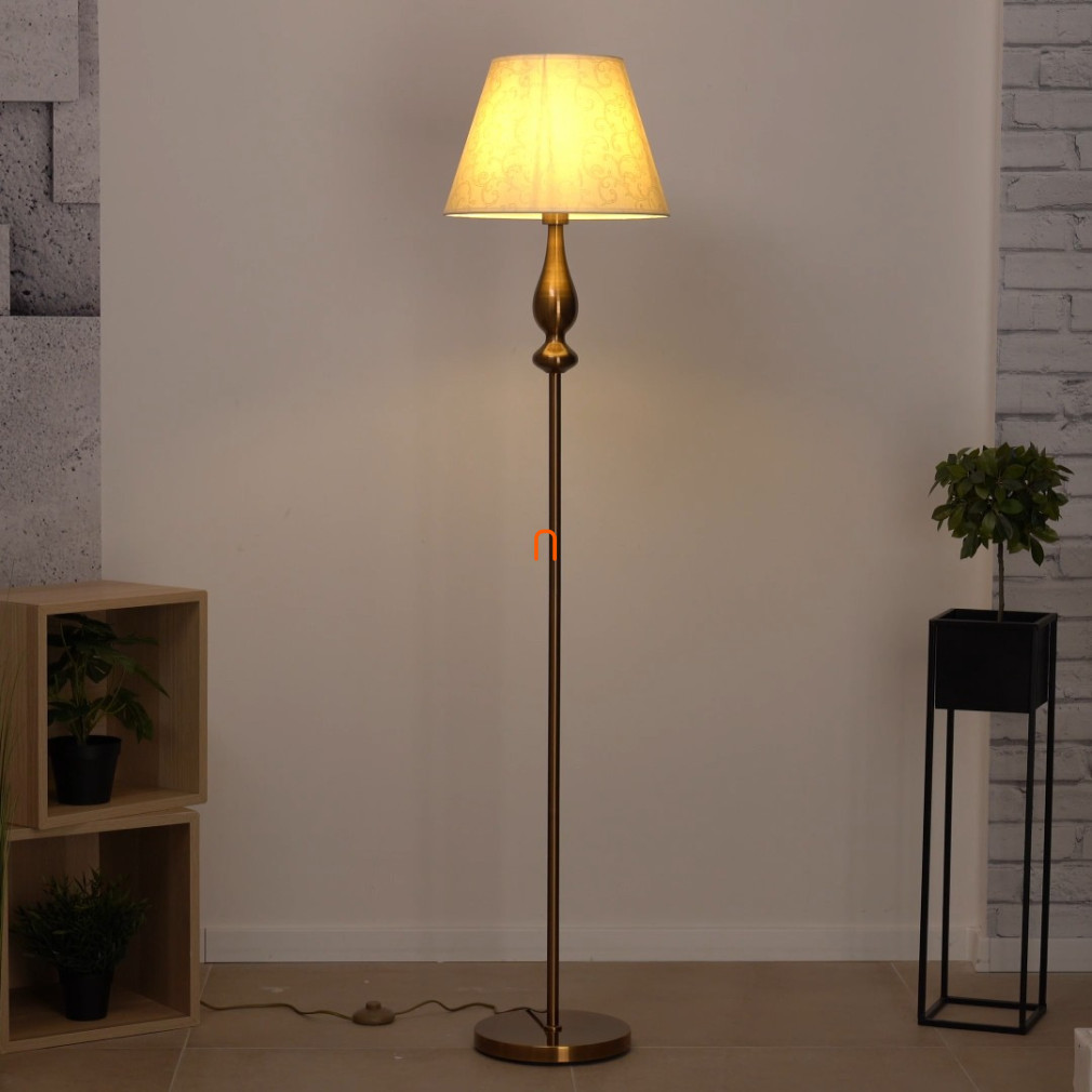 Lampa de podea, bej, 155 cm - Fabiola Smarter 02-714, textil, clasic, cu 1xE27 soclu