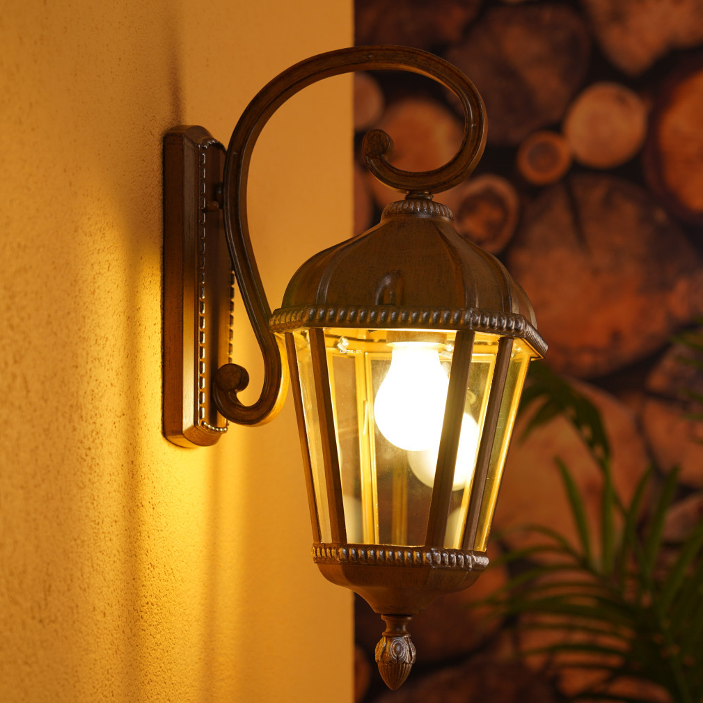 Lampă clasică de exterior cu sursă de lumină, fixare superioară, maro antic - Essen Redo 9667