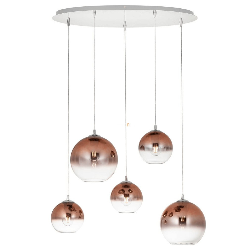 Lampa suspendată cu cinci becuri, 120 cm, crom-cupru - Bowl Redo 01-2080