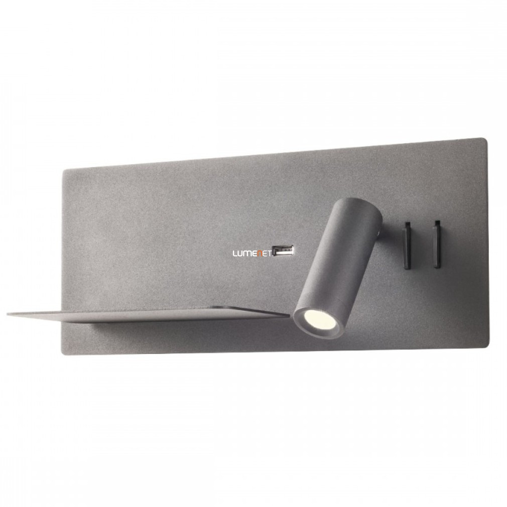 Lampa LED de perete cu încărcător USB 8+3 W, alb cald, negru mat - Brook Redo 01-2985