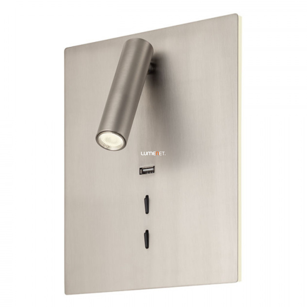 Lampa LED de perete cu încărcător USB 16+3 W, alb cald, nichel - Zen Redo 01-2997