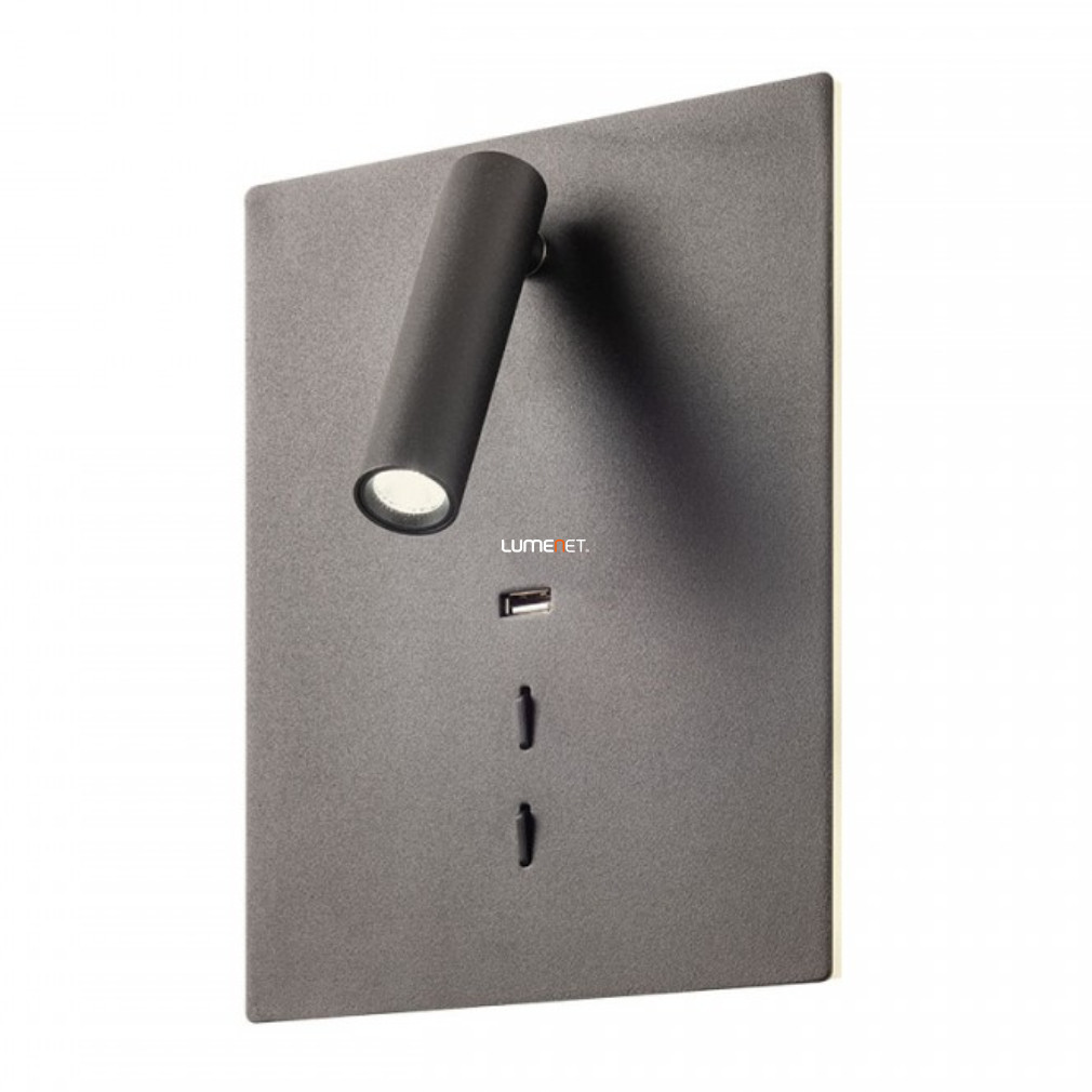 Lampa LED de perete cu încărcător USB 16+3 W, alb cald, negru mat - Zen Redo 01-2998