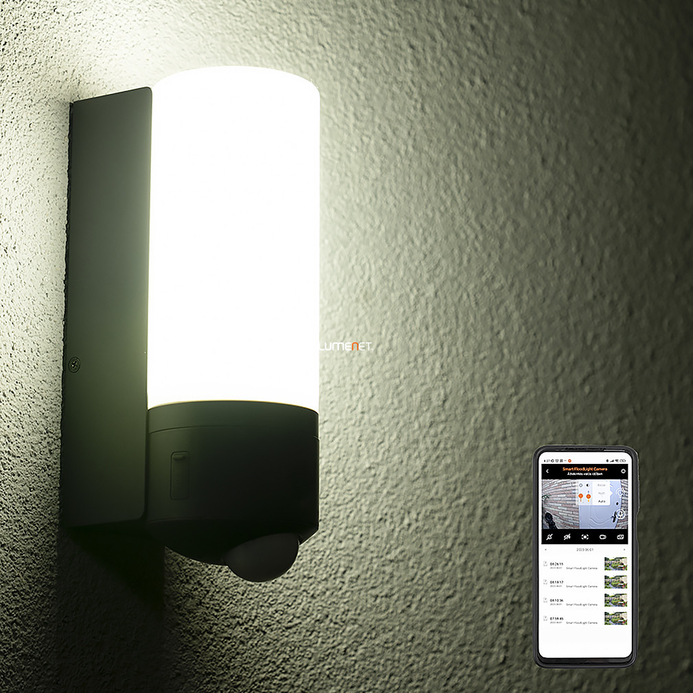 Lampă LED de exterior cu cameră Connect Smart, senzor de mișcare, 18,8 W, alb rece-cald, culoare gri - Polluxt Lutec 5196004118