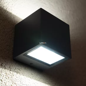   Kültéri le/fel világító fali kocka LED lámpa 9 W, hidegfehér, szürke színű - Gemini Lutec 5189114118