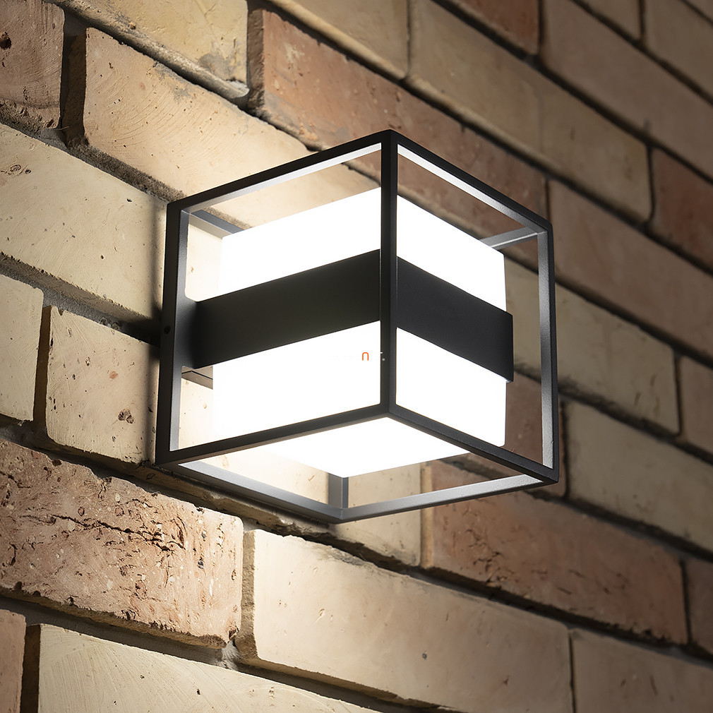 Cadru LED exterior în formă de cub, 13 W, alb cald, antracit-opal - Cruz Lutec 5199201118
