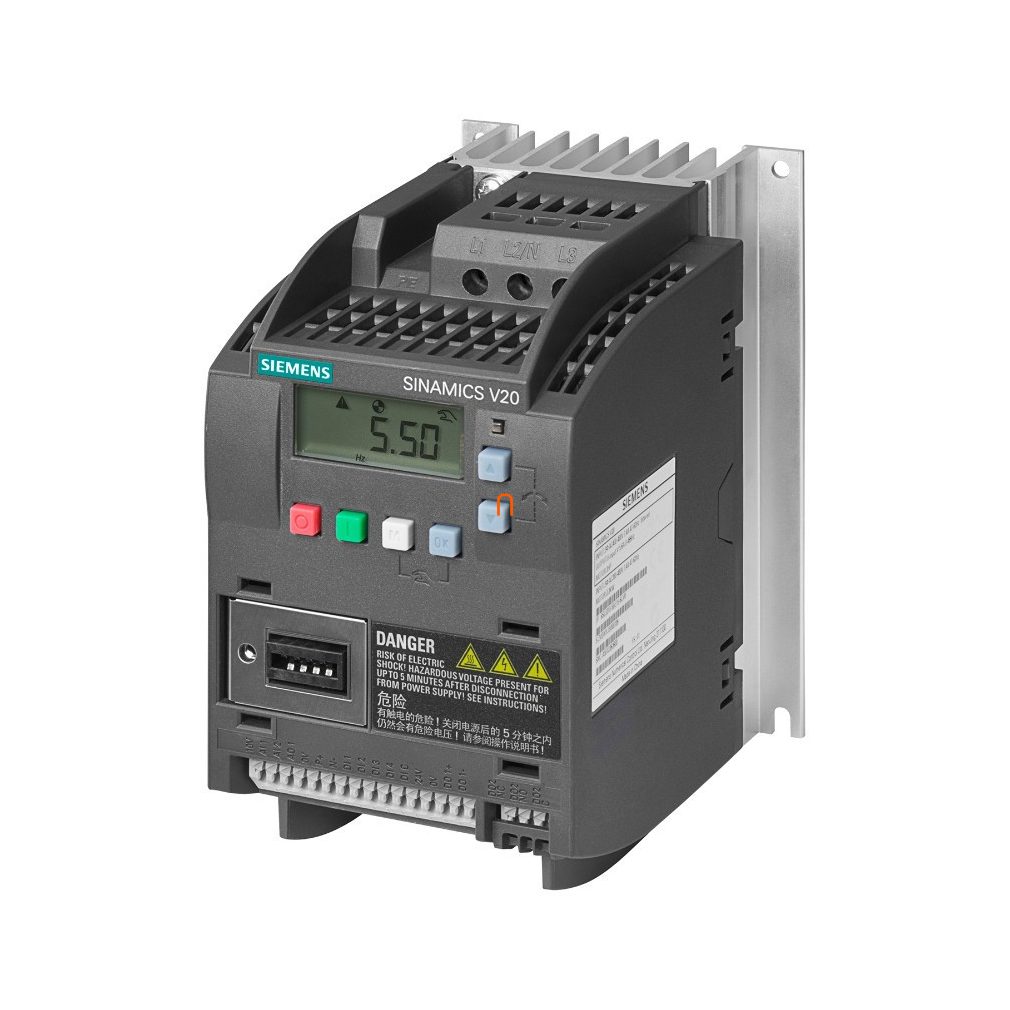 Convertor de frecvență Siemens 3F, 380-480V, 1,1kW, 3,1A, cu filtru C3 încorporat, panou BOP, - Sinamics V20 6SL3210-5BE21-1CV0