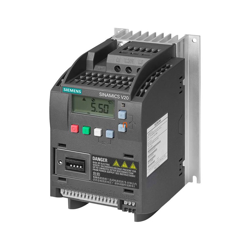 Convertor de frecvență Siemens 3F, 380-480V, 1,5kW, 4,1A, fără filtru integrat, cu panou BOP, - Sinamics V20 6SL3210-5BE21-5UV0