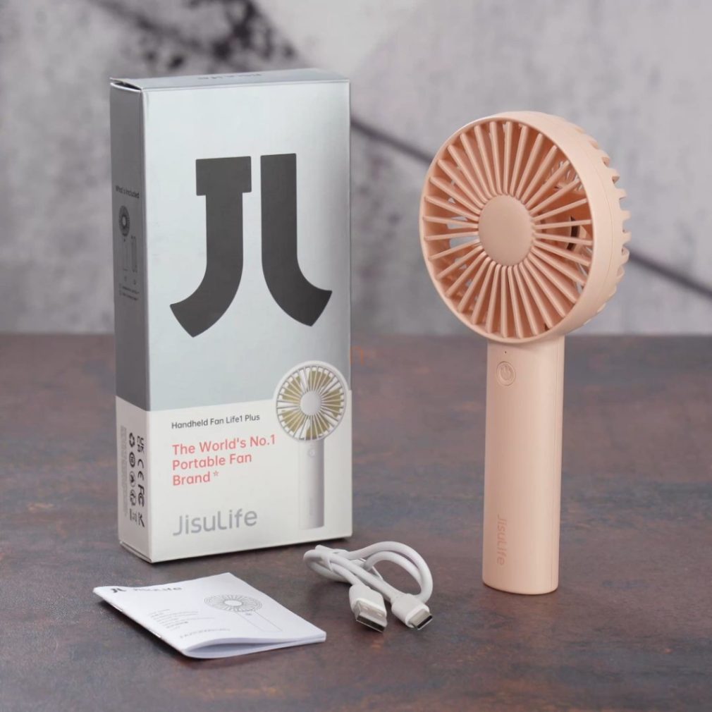 Ventilator manual, 3 trepte, baterie 2000 mAh, roz