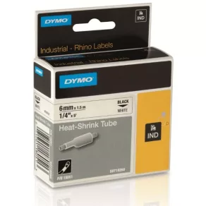   Bandă Dymo  6 mm  Termocontractabilă (termofuzibilă) Albă  18051 1,18 mm–2,33 mm