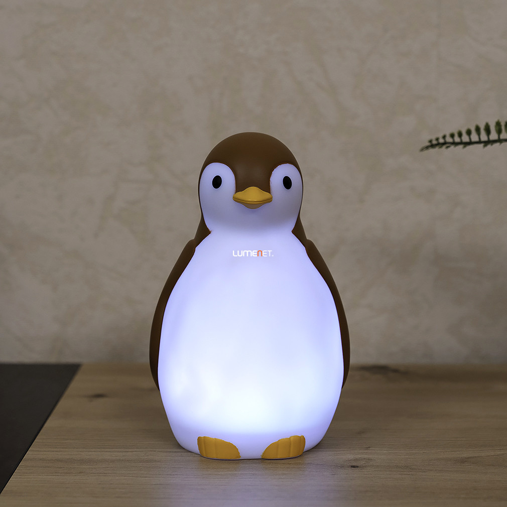 Lumină de noapte pinguin cu antrenor de somn în maro (Pam)