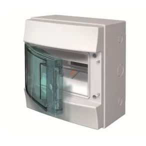   Distribuitor de mică tensiune de exterior, cu un singur rând, 8 module, cu ușă transparentă, IP65, cu șină PE/N, ABB Mistral65 1SLM006501A1201