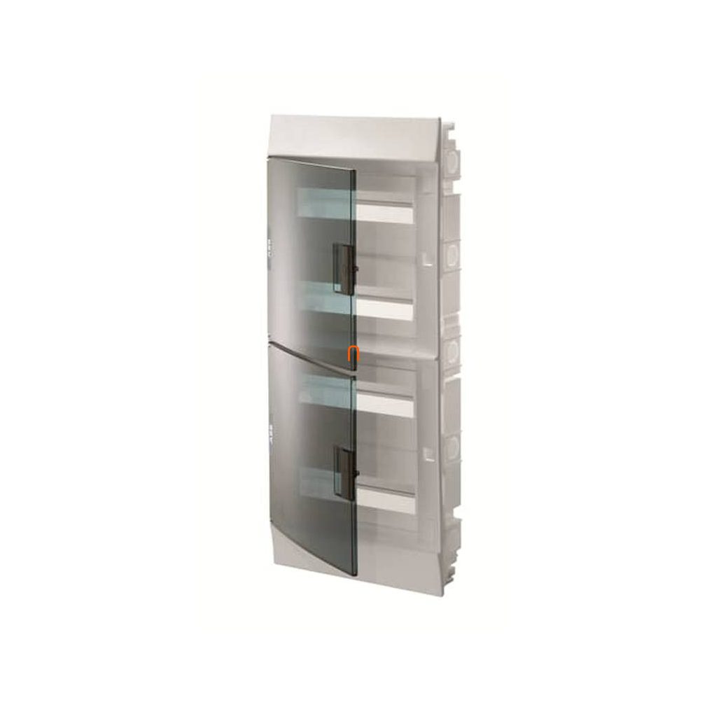 Distribuitor cu 4 rânduri încastrat, cu 12 module și ușă transparentă IP41 fără șină ABB Mistral41F 1SLM004101A1208