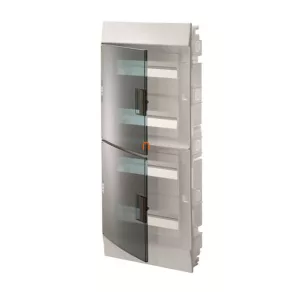   Distribuitor mic încastrat cu 4 rânduri, 12 module, cu ușă transparentă, IP41, fără șină, ABB Mistral41F 1SLM004101A1208