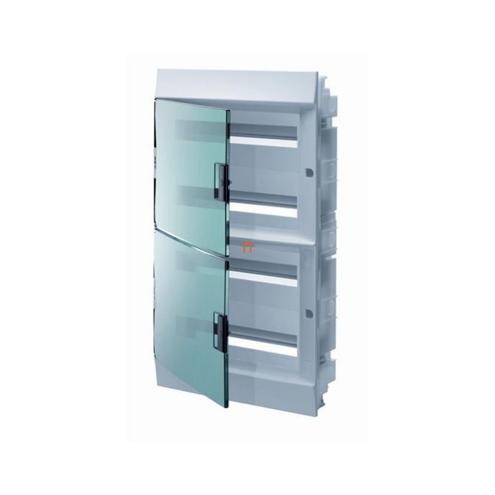 Distribuitor cu 4 rânduri încastrat, cu 18 module și ușă transparentă, IP41, șină PE/N, ABB Mistral41F 1SLM004101A1210