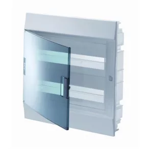   Distribuitor mic încastrat cu 2 rânduri, 24 de module, cu ușă transparentă, IP41, cu șină PE/N, ABB Mistral41F 1SLM004101A1205