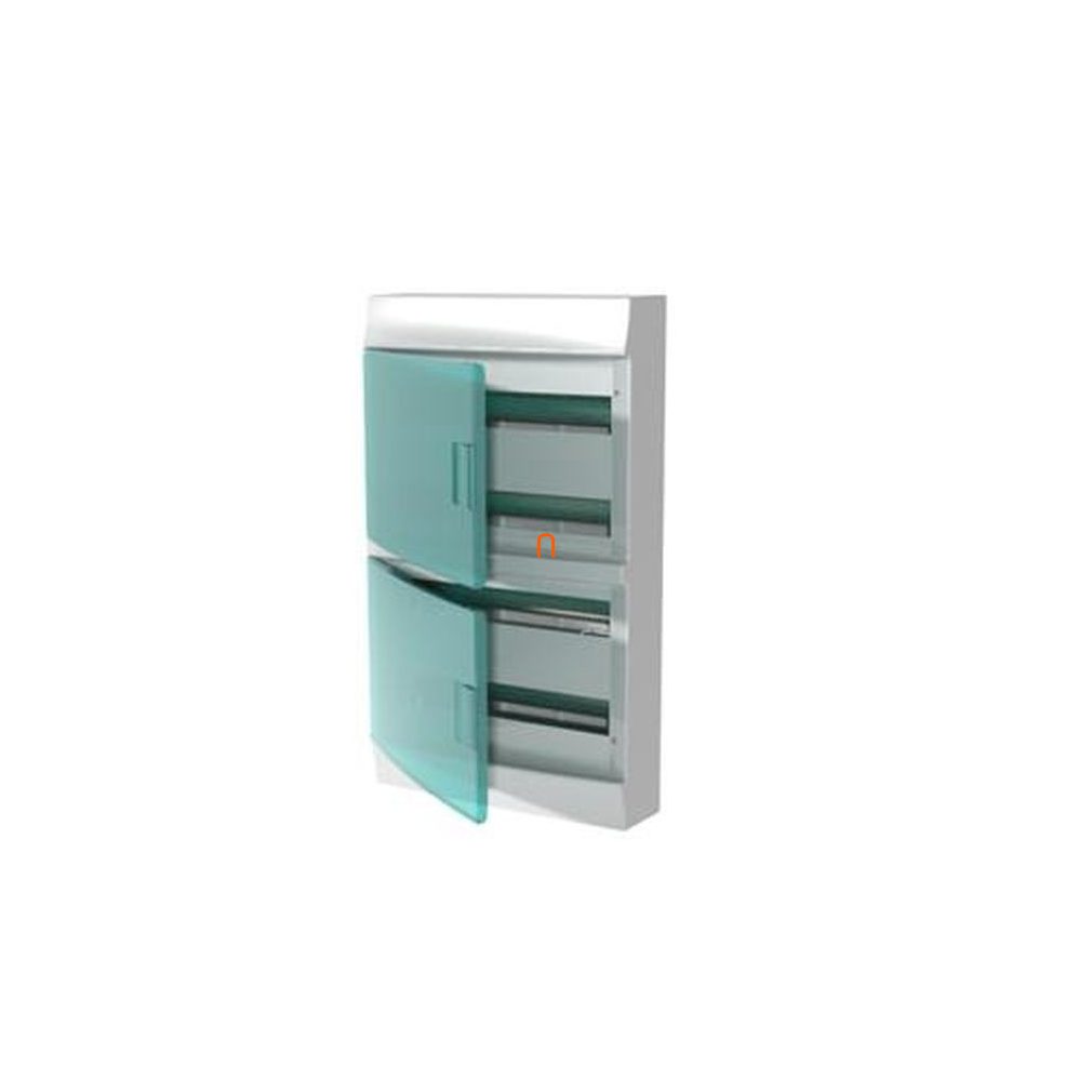 Distribuitor electric cu ușă transparentă 4/72, montat pe perete, cu șină IP41 PE/N ABB Mistral41W 1SPE007717F1121