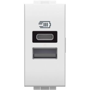   BTICINO N4191AC Livinglight încărcător dual USB A/C 5VDC 3000/1500mA 1M alb