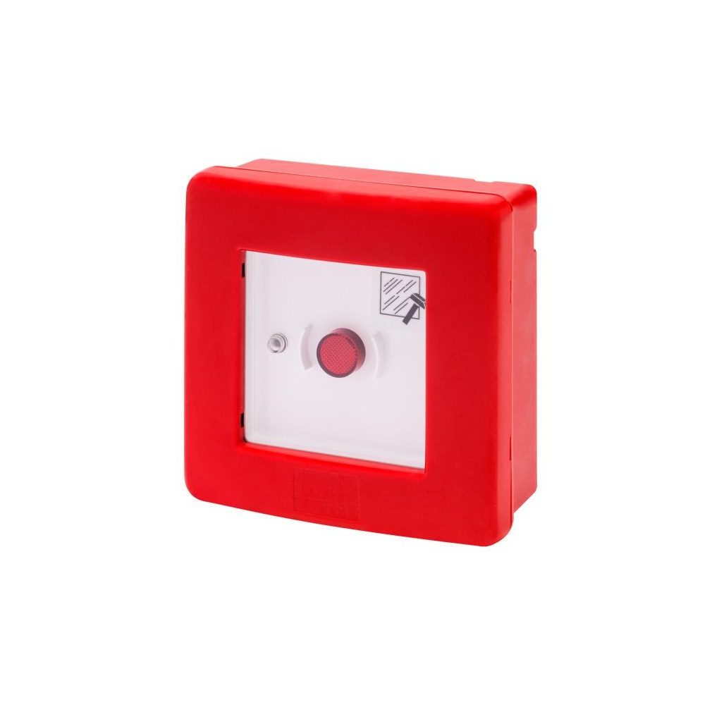 Buton de alarmă/alarmă de incendiu cu sticlă spargătoare (fără ciocan) roșu Gewiss 42201
