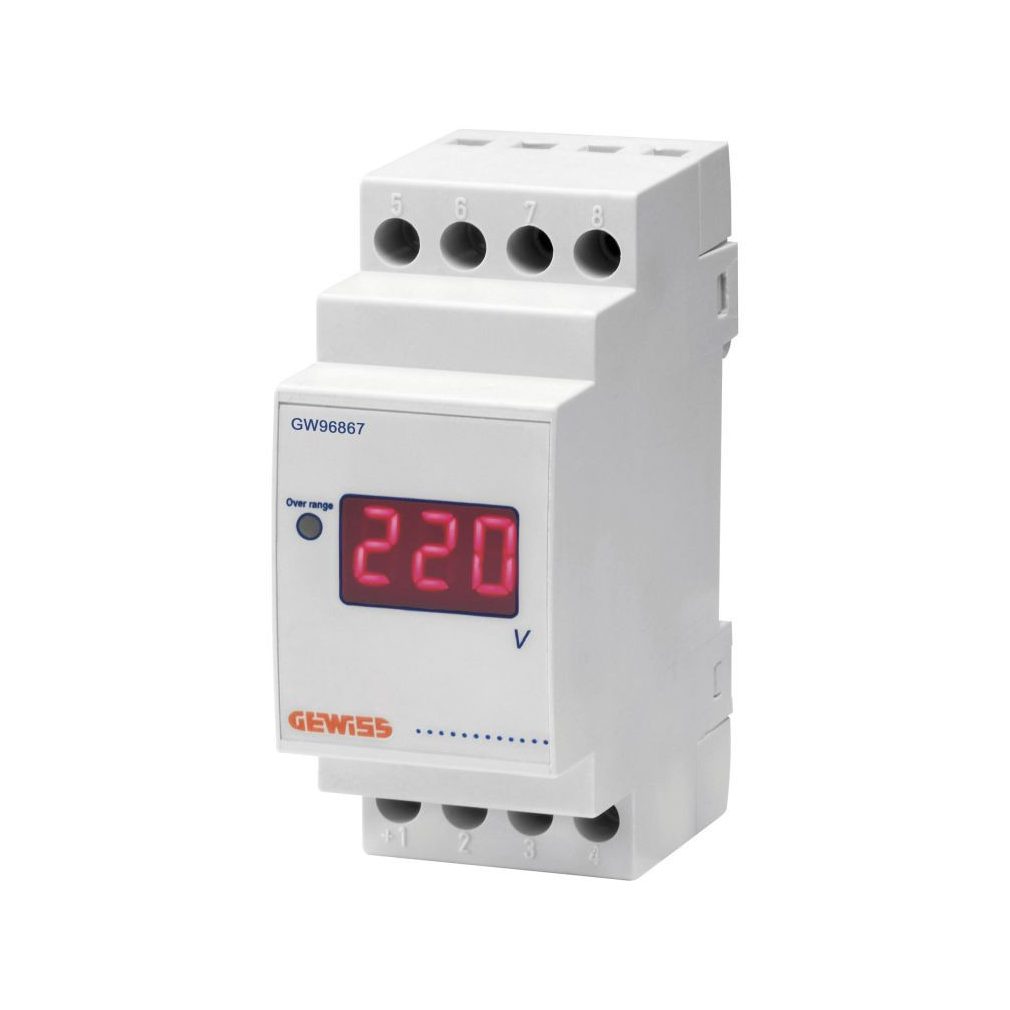 Tensiometru digital Gewiss pentru șină DIN 0-500V conexiune directă, 2 module (96867)