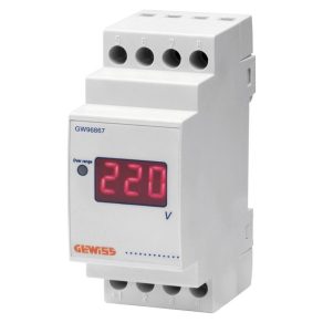   Tensiometru digital Gewiss pentru șină DIN 0-500 V cu conectare directă, 2 module (96867)