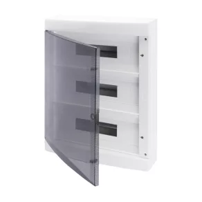   Gewiss Distribuitor de curent de perete cu 3 rânduri, 54 de module, cu ușă transparentă, IP40, fără șină GW40051