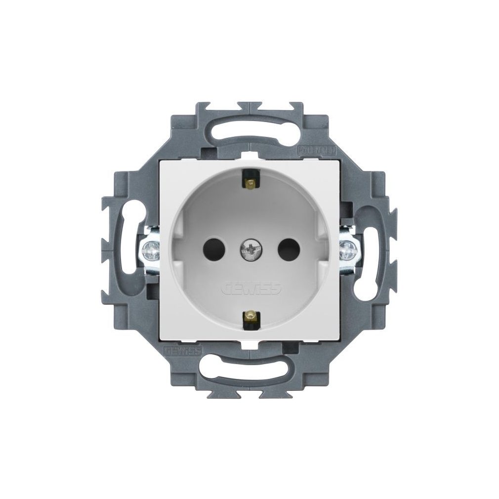 Priză de siguranță Gewiss Dahlia alb 2P+F (GYV) cu șurub, alb GW35207W