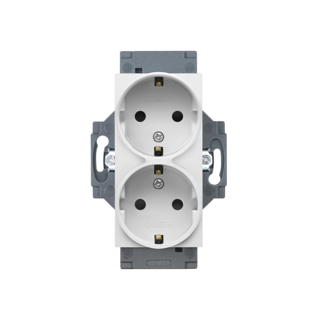 Gewiss Dahlia priză de siguranță albă cu dublu conector, cu șurub 2x2P+F (GYV), alb GW35204W