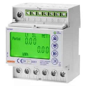   Contor de energie Gewiss 3F 80A digital, certificat MID, pentru șină DIN, 4 module, montare directă, IP20, GWD6807