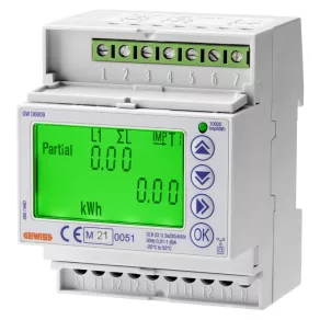   Contor de energie Gewiss cu transformator de curent, digital 3F, certificat MID, pentru șină DIN, 4 module CT/5A IP20 GWD6809