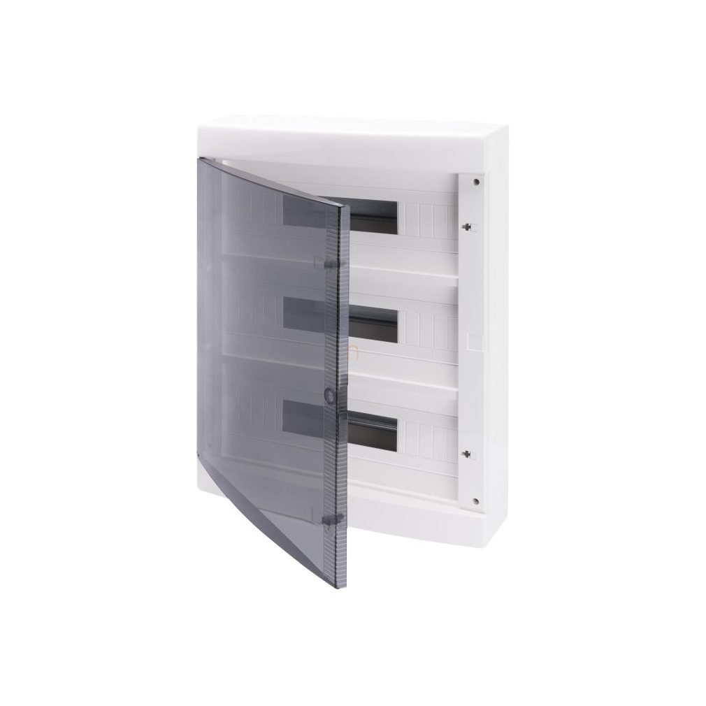 Distribuitor cu 3 rânduri, 54 module, ușă transparentă, IP40 PE/N cu șină dublă GW40051BD