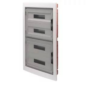   Cutie de distribuție mică Gewiss, încastrată, 4 rânduri, 72 module, ușă transparentă, IP40 PE/N șină dublă GW40611BD