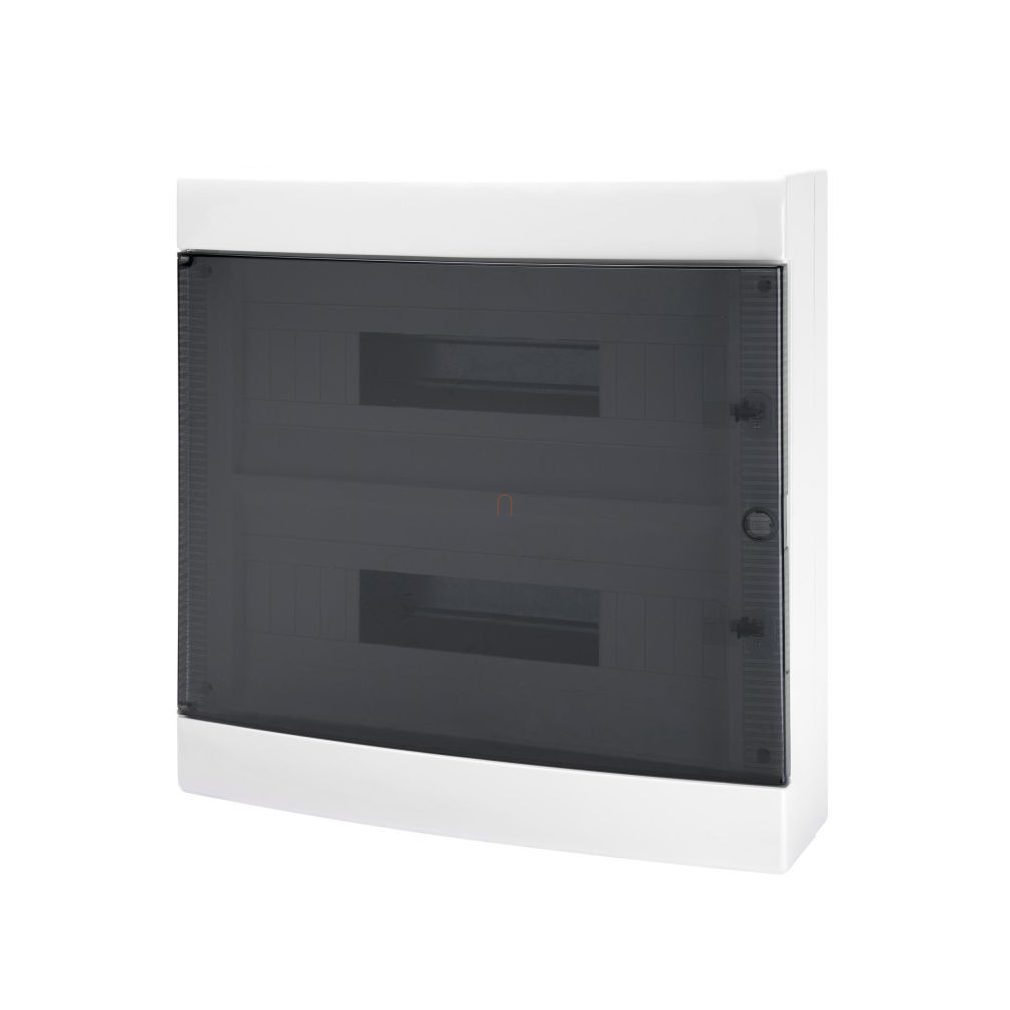 Distribuitor cu 2 rânduri, 36 module, ușă transparentă, IP40 PE/N cu șină dublă GW40049BD