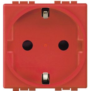   BTICINO Living L4141R Priză 2P+F 2 module (GYV) cu obturator de siguranță 10/16A, roșu