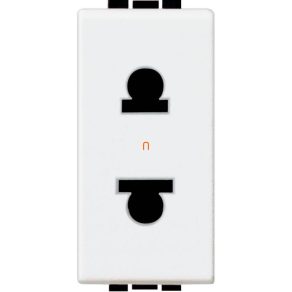   BTICINO Light N4125 Priză 2P (Euro-American) 1 modul 16A 127/250V (GYV) cu obturator de siguranță, alb