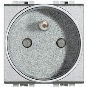   BTICINO Light NT4142 Priză 2P+F (franceză) 2 module (GYV) cu obturator de siguranță, culoare gri