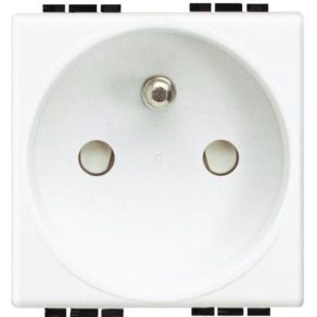   BTICINO Light N4142 2P+F bază conector (franceză) 2 module (GYV) obturator de siguranță alb