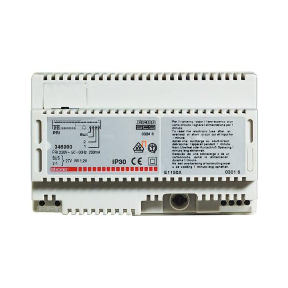 BTICINO 346000 Unitate de alimentare 230 V c.a. pentru sistem cu 2 conducte