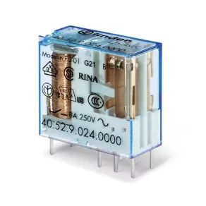   FINDER 40.52.9.024 releu 2CO (comutator) 8A 24V CC, distanță între pini de 5 mm pentru PCB sau soclu